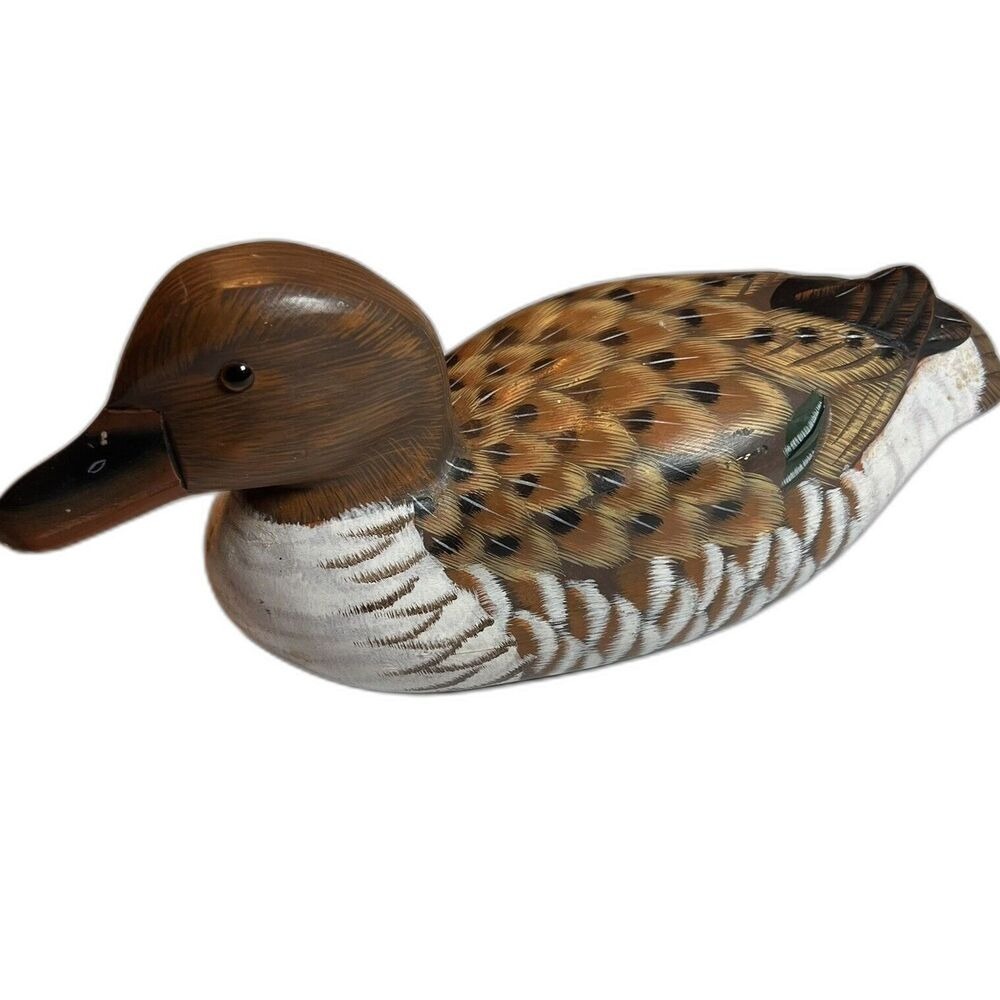 Zhen Lin Zhung Signed Vintage Hand Painted Wooden Duck‎ Decoy 1991 Folk Art